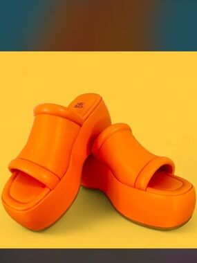 wild fable Orange Platform Slide Sandals